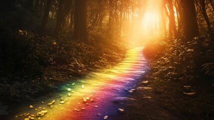 Fototapeta premium Enchanted Forest Pathway - A Colorful Trail