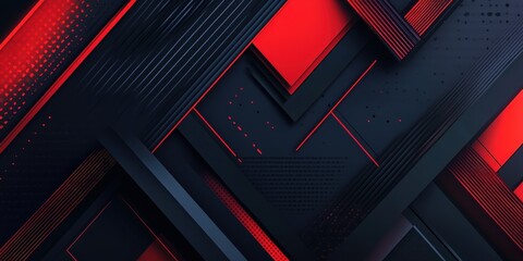 Crimson Intersections Abstract, A Modern Geometric Art Composition