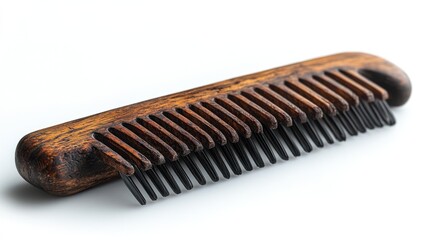 Wooden hairbrush on white background