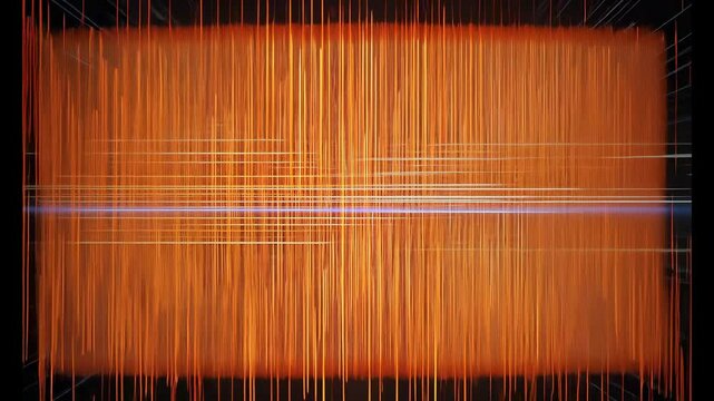 Abstract Geometric Composition with Orange Vertical and Horizontal Lines on a Dark Background