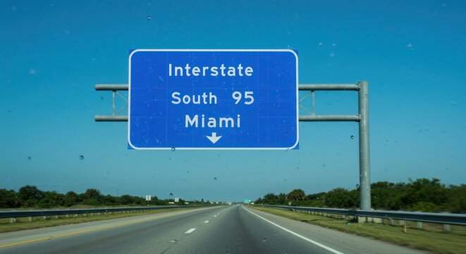 Driving South on Interstate 95 to Miami Florida Travel