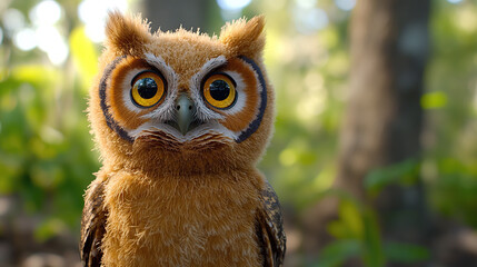 Obraz premium Close-up of a cute, fluffy owl