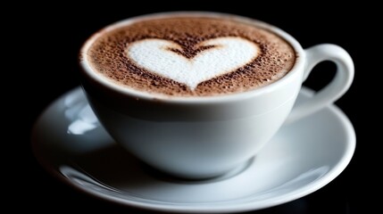 Obraz premium Aromatic Heart-Shaped Latte Art in a White Cup