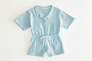 Pastel blue women's short-sleeve pajamas for cozy nights