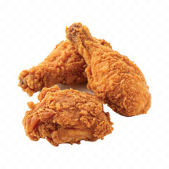 realistic crispy and spicy fried chicken wing or leg isolated on  white background