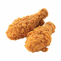 realistic crispy and spicy fried chicken wing or leg isolated on  white background