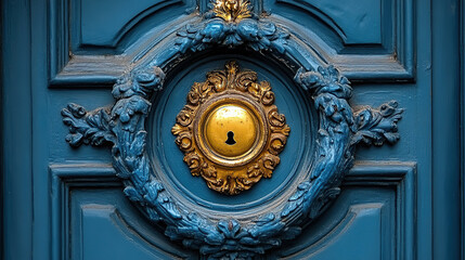 Obraz premium Ornate antique door lock detail
