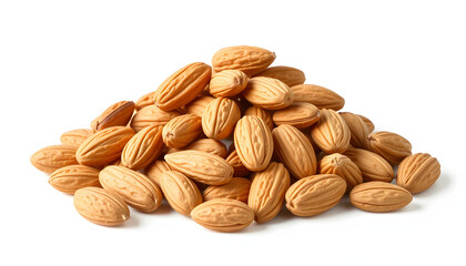 Obraz premium Pile of almond nuts transparent png, flat papercut style. with white shades