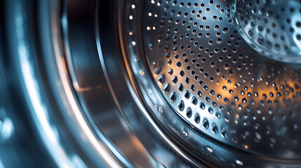 Abstract Close-up of a Washing Machine Drum Interior Steel Texture and Design
