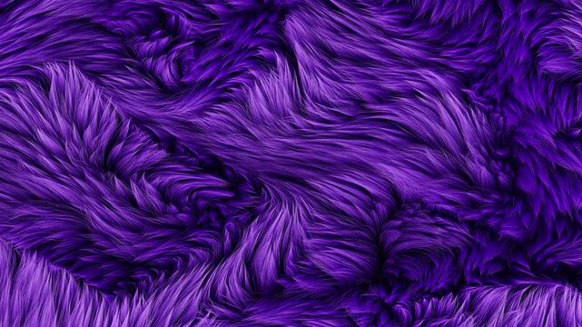 3d animation of animal hair in the wind. Video of fluffy violet fur waving. Light breeze gently moving the fantasy beast hair