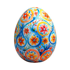 Fototapeta premium A Vibrant Easter Egg Adorned With A Joyful Floral Watercolor Design, Showcasing Swirling Patterns And Bright Colors Against A White Background