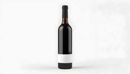 Small red wine bottle mockup. Burgundy, alsace, rhone shape, clipart style. with white shades