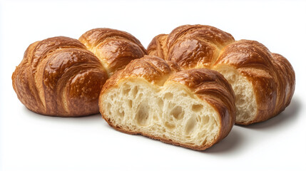 The croissant is placed against a white background, highlighting its golden, crispy texture.
