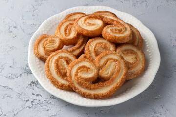 Palmiers or elephant ears, puff pastry cookies