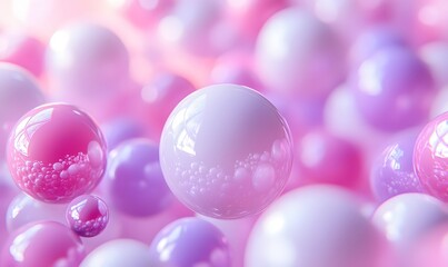 Pastel Spheres Abstract Background: A Dreamy Collection of Pink and Purple Orbs