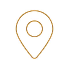 Simple gold map pin design with a round center, used for navigation and indicating locations.