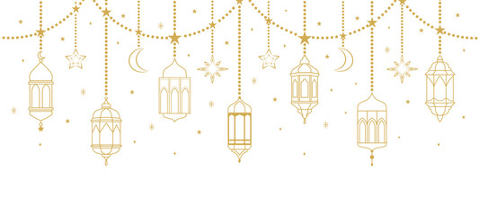 Ramadan Kareem Arabic Islamic lanterns vector