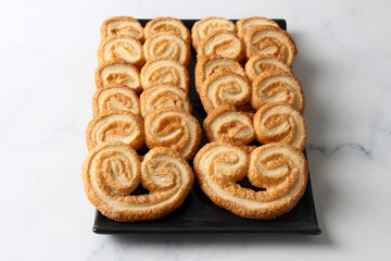 Palmiers or elephant ears, puff pastry cookies