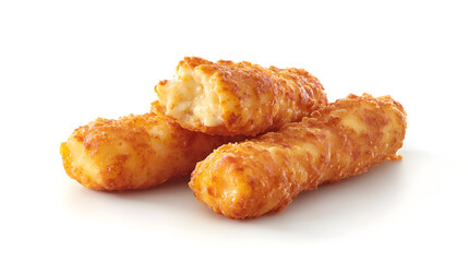 Mozzarella sticks with a crispy golden brown coating, served with a tangy and sweet sauce that enhances the flavor of the cheesy goodness.