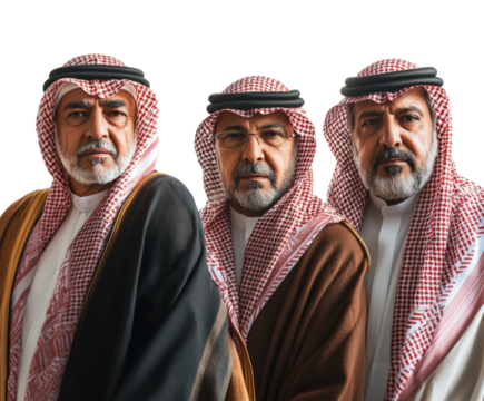 Cultural leaders saudi arabia portraits heritage isolated on transparent background, png