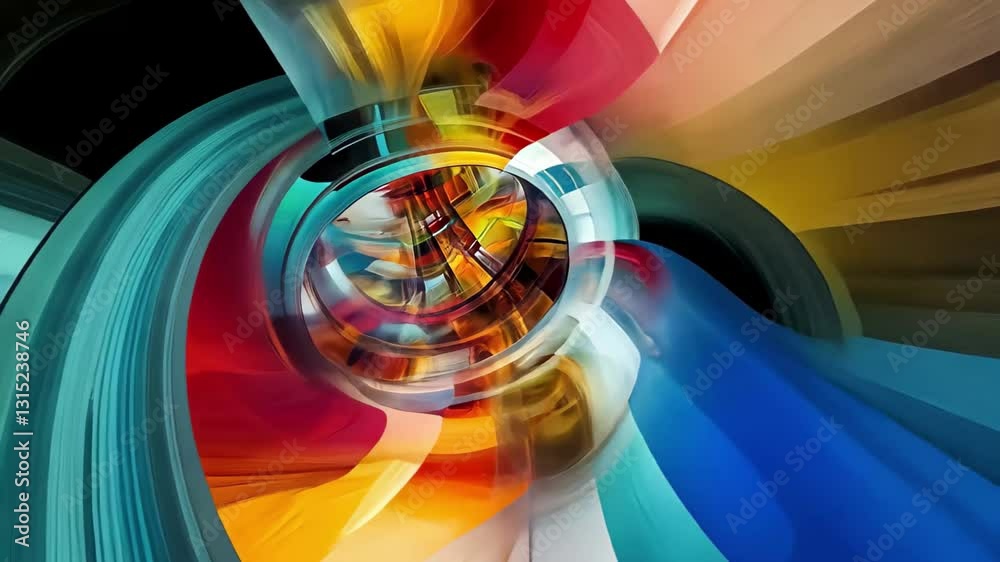 Poster Vibrant abstract fractal patterns in dynamic motion conveying energy and depth through colors, Abstract with colorful fractal pattern movements