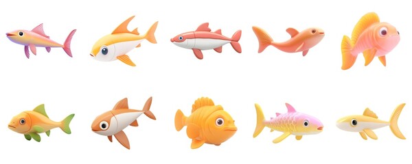 Fototapeta premium Colorful Aquatic Toy Fish Variety for Playful Recreation