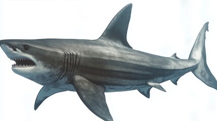 Fototapeta premium Big shark isolated on transparent white background․
