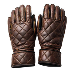 A Pair of Brown Leather Gloves Isolated on Transparent Background