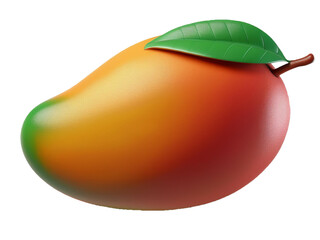 whole fresh mango 3d render icon isolated on white background cutout