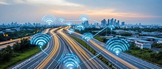 Fototapeta premium City Highway Wi-Fi Network Connectivity