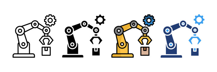 Industrial Robot  Icon Set Multiple Style Collection