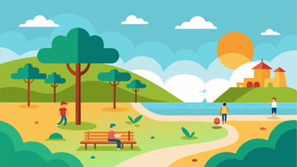 The feeling of accomplishment and satisfaction was palpable as the park and beach transformed into a cleaner healthier environment.. Vector illustration