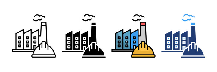 Factory Worker  Icon Set Multiple Style Collection