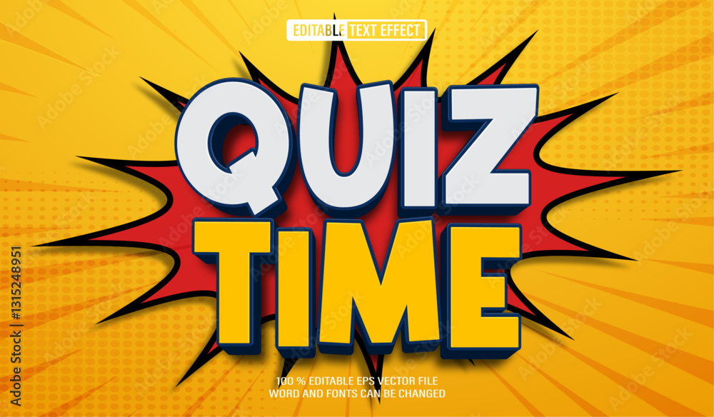 Poster editable 3d text style effect - quiz time text effect template