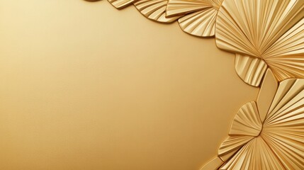 A luxurious golden invitation card with embossed Art Deco patterns, vintage glamour