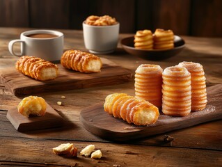 A beautifully arranged wooden cutting board displaying a variety of pastries, perfect for celebrating sweet occasions