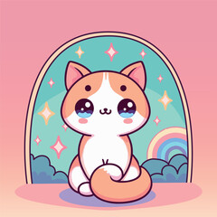 cute cat illustration kawaii style