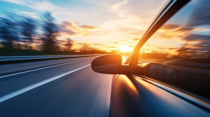 Obraz premium Sunset Drive: Golden Hour Road Trip Adventure