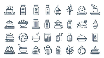 Spa & Alternative therapy icon set in thin line style