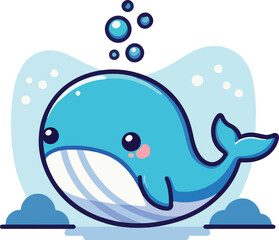 cute whale illustration kawaii style