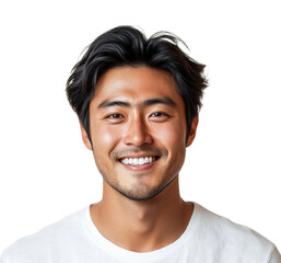 Fototapeta premium Smiling man portrait bright happiness isolated on transparent background, png