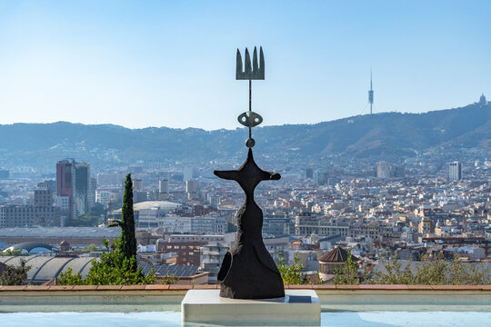 Sun, Moon and One Star outdoor bronze sculpture at Joan Mir&oacute; Foundation Museum, Barcelona, Spain