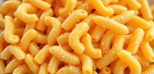 Close-up of cooked macaroni pasta, texture highlighted, culinary,  carb