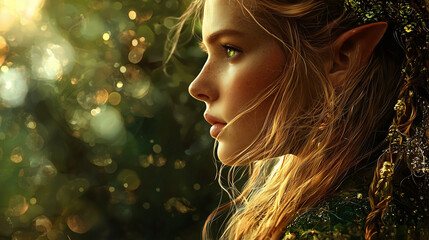 Elven Enchantress in a Mystical Forest with Ethereal Beauty
