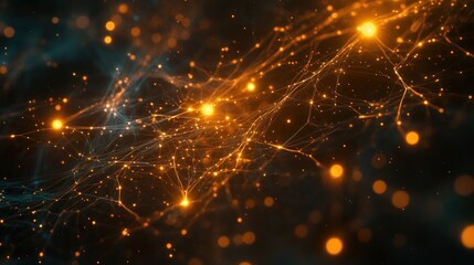 Abstract network of glowing particles