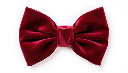 Burgundy velvet bow on white background