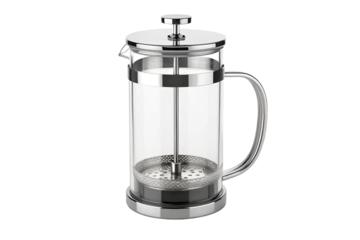 stylish coffee maker with transparent design, perfect for brewing fresh coffee. Its sleek metal accents and functional features make it ideal addition to any kitchen