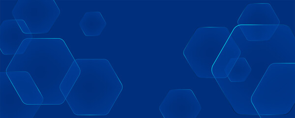 Blue background composed of modern glowing hexagons, abstract pattern, futuristic technology concept, shiny luxury geometric composition scene. Art & Illustration