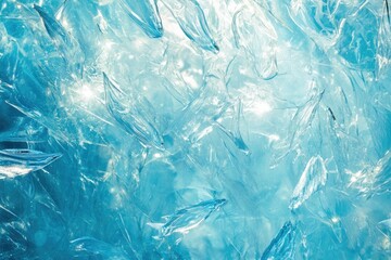 Obraz premium Abstract image of translucent blue ice crystals, intricate patterns and textures.