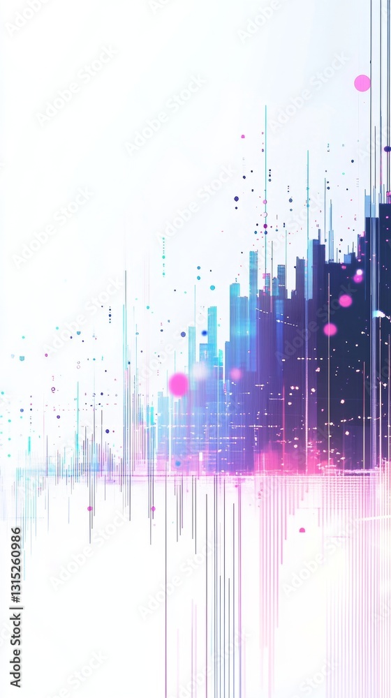 Poster abstract digital visualization with vibrant colors and dynamic geometric patterns